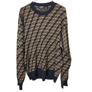 Knightsbridge wool blend sweater checkered pattern XL